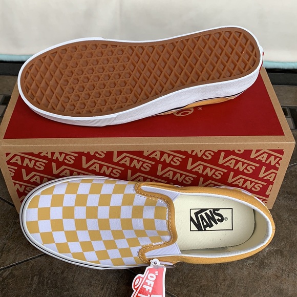 VANS CLASSIC SLIP ON CHECKERBOARD OCHRE/Trwht WMNS - Picture 5 of 12